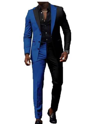 ORBITRAY Splice Color Men Suits Wedding Peaked Lapel 3 Buttons Groom Tuxedo Slim Bridegroom Suits 2 Pcs Jacket Pants4