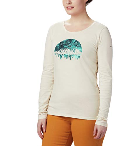 Columbia Women's Alta Peak Long Sleeve Tee, Chalk/Mountain, X-Large