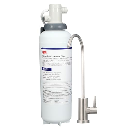 Aqua-Pure 3MDW301 Under Sink Dedicated Faucet Water Filter System, for Lead, VOC's, Microplastics, Cysts, Bad Taste and Odor, Asbestos, MTBE and TTHM Reduction, Includes Faucet