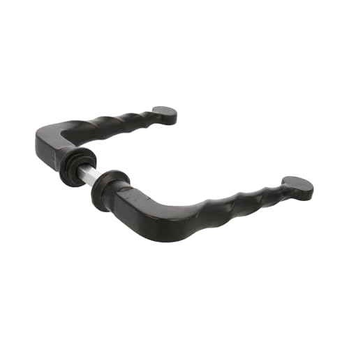 Amig - 2er Set Dekorative Manillen für Gartentore und Zäune Mod.101SP | Rosette Ø19 mm | Griff 114 mm | Quadratstift 8 mm | Schmiedeeisen-Optik | Zamak in Schwarz