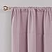 Deconovo Solid Blackout Curtain Color Rod Pocket Curtain Tie Up Curtains Small Window Curtains for Kids Room Pink Lavender 46W x 63L 1 Panel