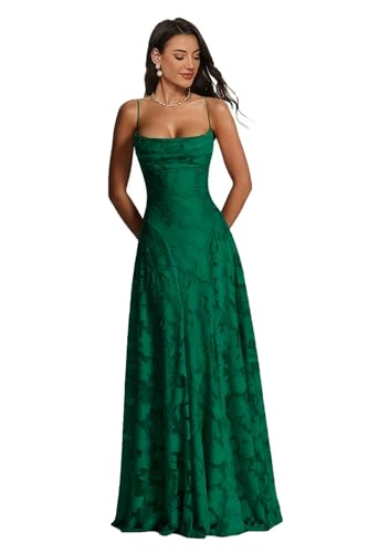 Spaghetti Strap Laces Prom Dress Floral Cowl Neck Bridesmaid Dresses Elegant Backless Long Evening Party Gown