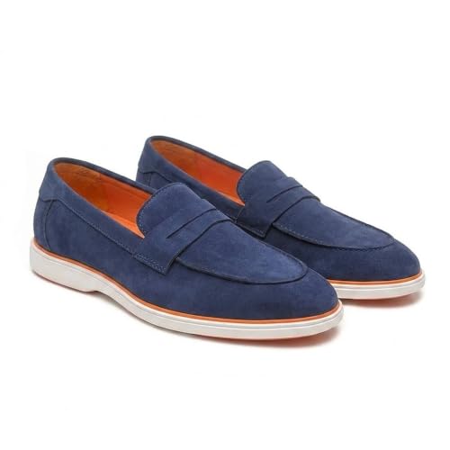 Image of HAYES LONDON Italian Suede Leather Loafers for Men | Casual Slip-On Shoes | Breathable & Lightweight Summer Wear | Comfortable Walking Shoes