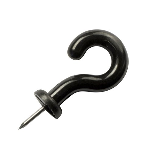 Pinhooks 10102 10-Pack Push Pin Wall Hooks, Black