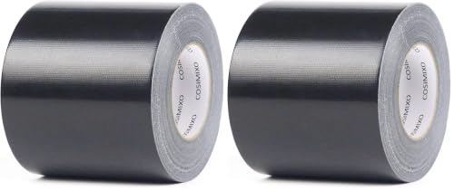Image of COSIMIXO 2-Pack Black Heavy Duty Wide Duct Tape, 4 inches x 55 Yards, Strong, Flexible, No Residue, All-Weather and Tear by Hand - Bulk Value for Repairs, Industrial, Professional Use