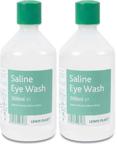 Lewis-Plast Saline Eye Wash Solution, 500ml Bottle for Safe and Effective Eye Care (Pack of 2)