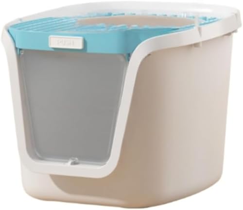 Pazeku 猫用トイレボックス 完全密閉 消臭 上部から開けられる 特大 飛散防止 猫用排泄ボックス (ミディアム ブルー)