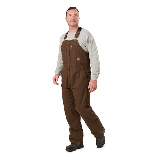 Berne Men's Heartland Insulated Washed Bib Overall, Large Regular, Bark