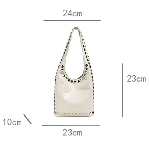 Cool Rivet Bucket Bag Stylish Solid Color Underarm Purse for Outdoor Party Travel Shoulder Bag for Women 20252