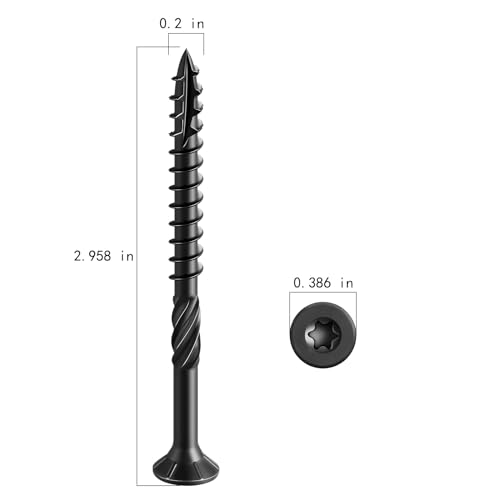 Image of Wensilon #10 * 3 inch Black Deck Screws, (137pcs) 2 lbs.Exterior Wood Screws, Rust Resistant epoxy Coated, Bronze, T25 Star Bit