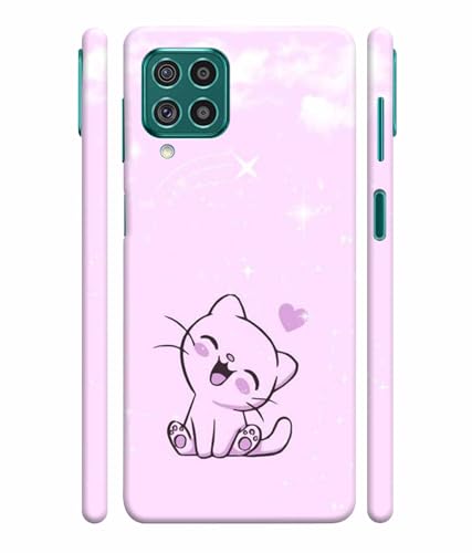 Image of Printed Hard Back Case Cover & Compatible for Samsung Galaxy F62 / Samsung Galaxy M62 | Cute Cat Vector (Multicolor) - D1189