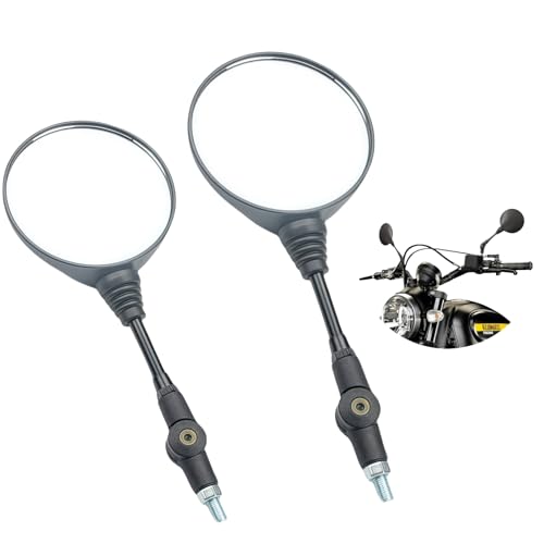 2 Piezas Plegable Forma Redonda Retrovisor Side, Espejos Moto Universal, Clásico Ajustable, con Soportes y Tornillos, Espejos Laterales para Motocicletas, Scooters, Ciclomotor, ATV(Negro)