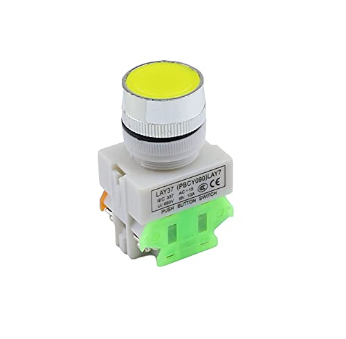 Interrupteur LA37 jaune bouton double tête 22mm réinitialisation automatique contact NO NC LAY7