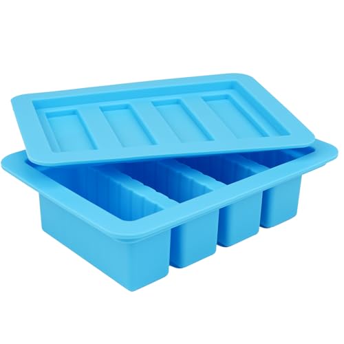 Image of TeeMars Silicone Butter Churner with Mold, Non-Stick Butter Tray, Rectangle Container for Brownie, Soap Bar, Energy Bar, Cake ( Blue)