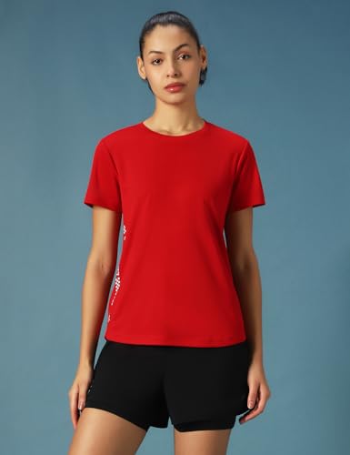 Image of PUMP'D Women's Polyester Regular fit T-Shirt | Quick Dry | Workout Active Gym Wear| Running T-Shirts Quick Dry Sports Half Sleeve Round Crew Neck