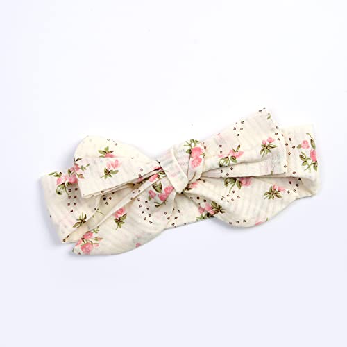 KMBANGI Newborn Baby Girl Summer Romper Dress Sleeveless Floral Elasticated Bust Ruffle Jumpsuit with Bow Headband3