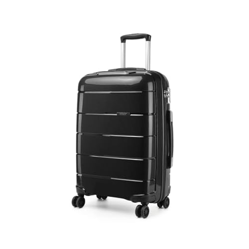 KONO Gepäcksets Koffer Trolleys Set 3 Teilig Hartschalenkoffer Set Polypropylen Reisekoffer mit 4 Rollen und TSA Schloss, Kofferset-XL-L-M (Schwarz, Kofferset 3tlg)