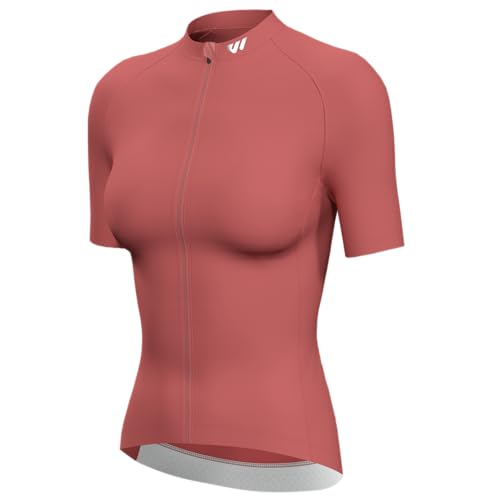 Wulibike Cycling Jersey Women Short Sleeve Bike Shirts for Women Biking Tops Breathable Cycle Bicycle Jerseys with Pockets Light Red