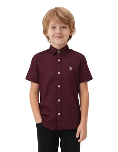 Image of U.S. Polo ASSN. Kids Half Sleeve Shirt for Boys - 100% Cotton, Spread Collar, Casual Shirt for Boys, Smart Everyday Wear
