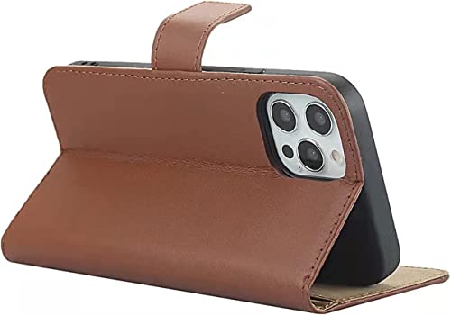 Étui en cuir véritable pour iPhone 13 Mini marron luxe housse à rabat - 4