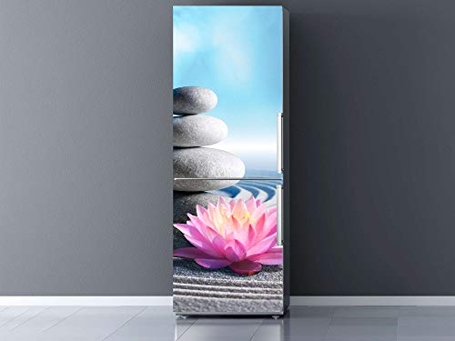 Oedim Stickers Autocollants Vinyle adhésif Muraux Frigo Motif Pierres Blanches et Fleur de Lotus Sable Zen SPA 185 x 60 cm | Déco Meuble et Electroménager...