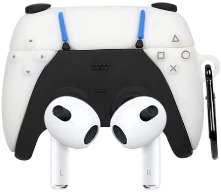 DIRECT 2 U Case for Airpods 3 3rd Generation Cute Soft Silicone 3D Funny Fun Character Fashion Designer Cartoon Cases for Kids Boys Girls (Black&White Handy)