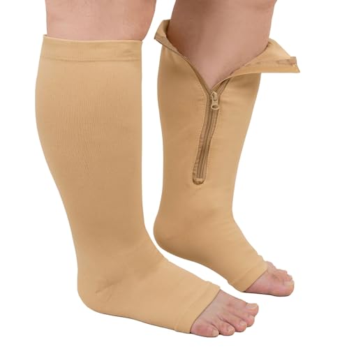 Bas de contention zippés grand mollet soulagent les varices et jambes lourdes