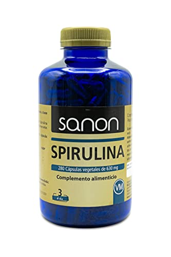 SANON Spirulina En Cápsulas - 280 Comprimidos De 630 Mg - Alga Espirulina Natural, color Azul