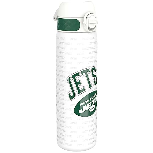 Ion8 NFL New York Jets Lightweight Steel Water Bottle, 600 ml/20 oz, Non-Insulated, Leak Proof, Easy to Open, Secure Lock