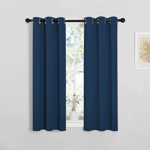 Image of NICETOWN Window Curtain Panels, Thermal Insulated Solid Grommet Blackout Draperies /Drapes for Basement (Moroccan Blue, 1 Pair, 29 by 45-inch)
