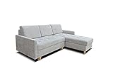 Robin Simi Divano angolare con funzione letto a forma di L e poggiatesta regolabili angolo a destra grigio chiaro 240 x 180 x 95