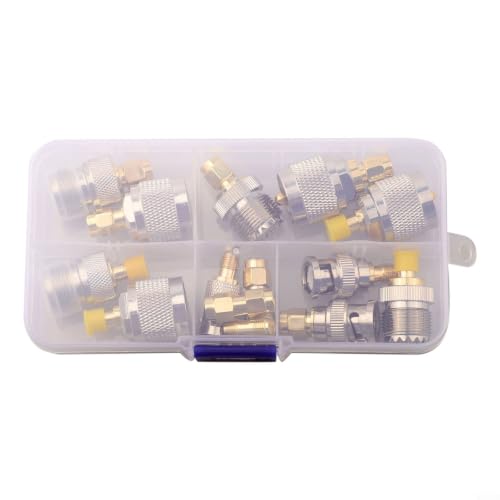 Juego de 14 adaptadores RF para conector coaxial SMA macho hembra a BNC N UHF F, para router inalámbrico, extensión de señal de antena de cobre