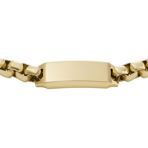 Image of Fossil Men's Plated Stainless Steel Engravable Personalized Gift ID, Chain or Cuff Bracelet for Men
