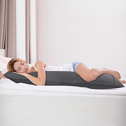PiccoCasa Body Pillow Cover Super Soft Cotton Bolster Pillow Covers for Full Body Pillow 1 Body Pillow Case with Zipper Closure for Adults 20"x54"/ 4.6ft Dark Grey - Image 3