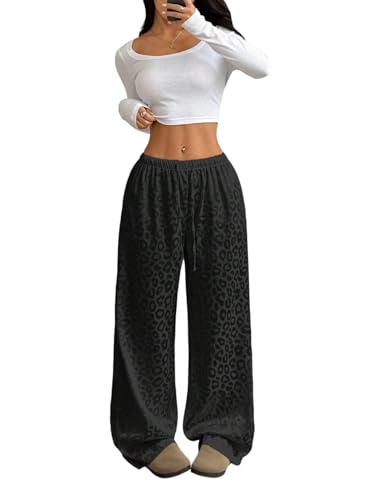 Pantalon de jogging ample femme à jambes larges et taille élastique fluide