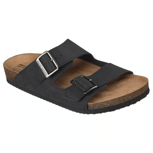 Sandales à bout ouvert en cuir Skechers pour homme avec deux brides