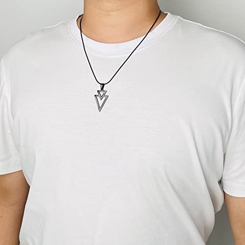 MOO&LEE Geometric Pendant Necklace for Men Stainless Steel Triangle Necklace with 22 Inch Snake Chain3