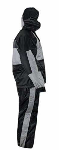 CD D C Mens 2 Piece Gray & Black Biker Motorcycle Hooded Rain Suit 3X-Large