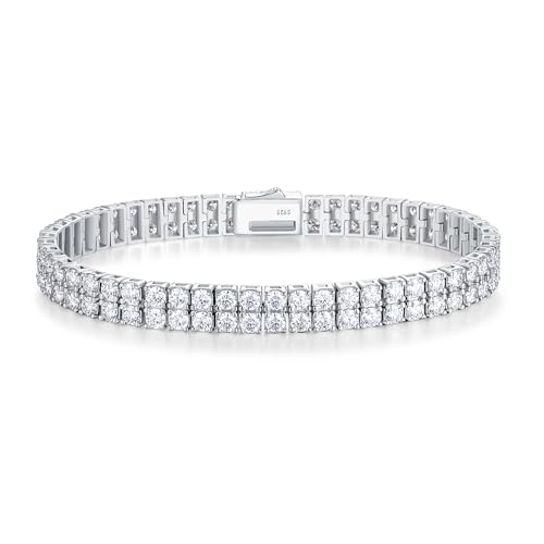 11 Carats 3mm 2 Row Tennis Bracelets For Women Men,D Color VVS1 Lab-Grown Moissanite Diamond,Wedding Bridal Fine Jewelry,Anniversary Birthday Gift,Length 7.5 Inch
