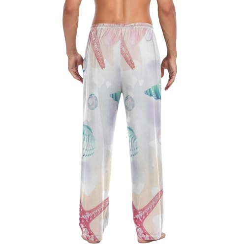Men's Pajama Pants Colorful Seashell Starfish Sleep Pajama Lounge Pant with Pockets, Elastic Waistband2