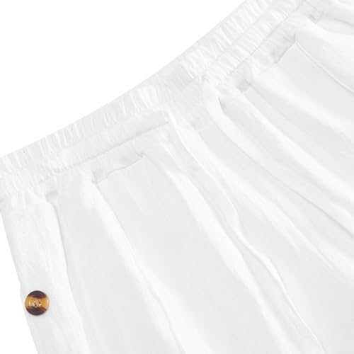 Mens Casual Pants Relaxed Fit Elastic Drawstring Waist Lounge Straight Leg Pant Summer Beach Pant Fashion Side Button4