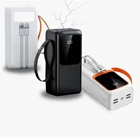 Power Bank de 50000mAh com Turbo Universal e USB Tipo-C - Carregador Portátil com Display Digital (Preto)