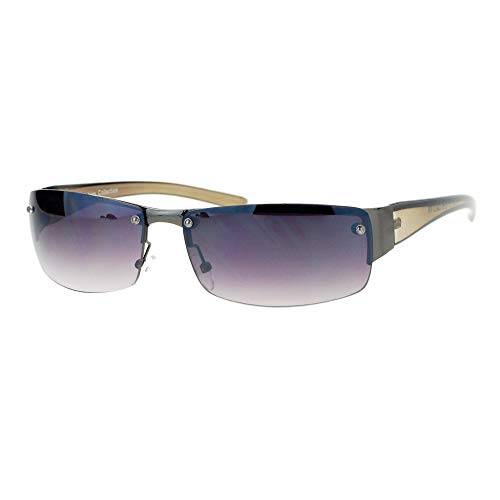 PASTL Half Rim Rimless Style Rectangular Sunglasses Unisex Classic Fashion UV 400 (gunmetal slate (smoke), 66)