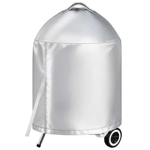 iCOVER Grill Cover for Weber 22 Inch Charcoal Kettle- Heavy Duty Waterproof BBQ Cover for Weber Char-Broil 22 Inch Charcoal Kettle Grills, Silver