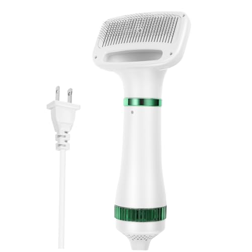 Abaodam Adjustable Temperature Pet Hair Dryer Grooming Comb for Dogs and Cats Quiet Operation Power Cord Bristles Design for Comfortable Grooming