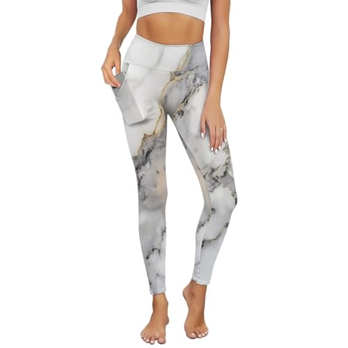 Poceacles Yoga Pants for Women with Pockets Full Length Workout Leggings High Waist Tummy Control Lounge Pants Activewear