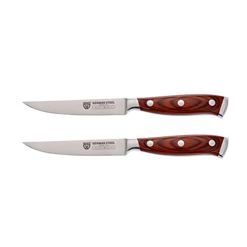 GRÄWE Steakbestekset, 2 steakmessen met scherp lemmet van Duits speciaal staal (Duits staal) en handvat van hardhout, steakbestek in zwarte geschenkdoos - Image 4