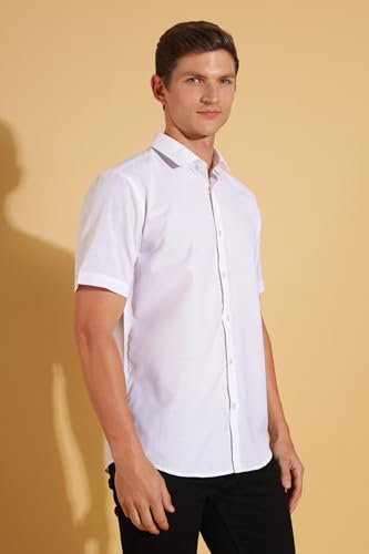 Image of FYLTR Men's Regular Fit Shirt - Half Sleeve | Contrast Placket | Regular Collar | Formal Shirts for Men