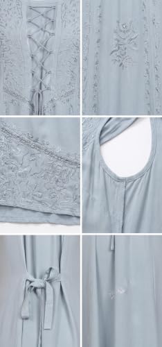 Image of Sakkas Stella Long Tank Top Adjustable Caftan Corset Dress with Embroidery