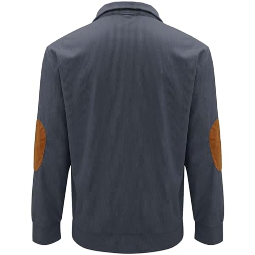 TIAFORD Men's Waffle Sweatshirt Patched Elbow Shoulder Lapel Button Down Plaid Outdoor 2024 Pullover Top3